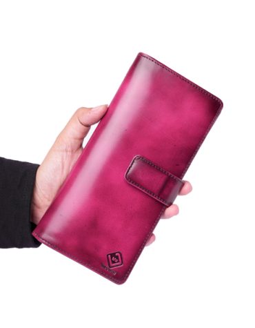 Jayuwan Dompet DTB19 - Dompet Panjang 100% Kulit Sapi Asli Artikel Brush Off | Pink
