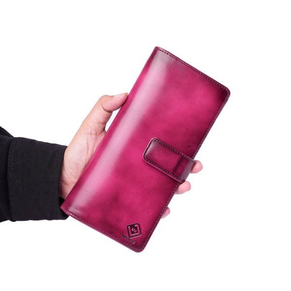 Dompet Kulit Asli Wanita Pink Elegan - Long Wallet Premium Mewah & Slim